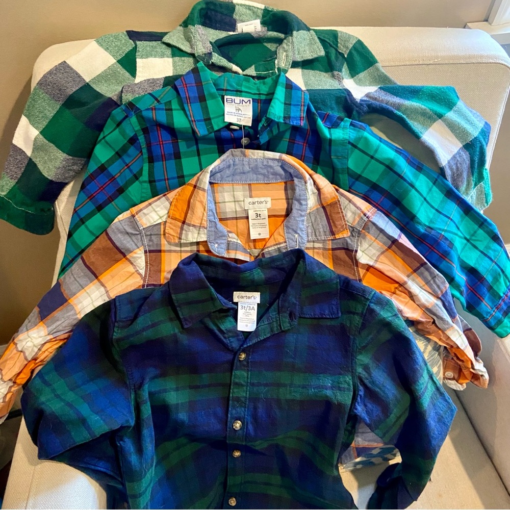 3T Flannel and Plaid Shirt Bundle